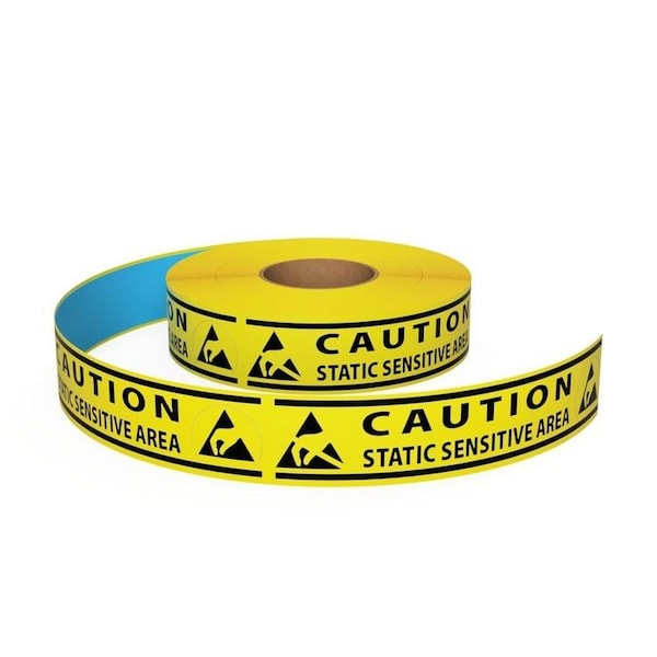Ergomat 2inDurastripe In-Line Printing Yellow ESD, Type M: Yellow: CAUTION Static Sensitive Area DSIL250Y-ESD-TypeM - main